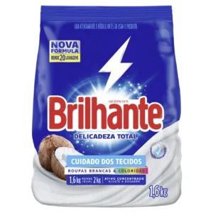 Kit c/ 08 und - Lava-Roupas em Pó Brilhante Roupas Brancas e Coloridas Delicadeza Total Pacote 1.6kg