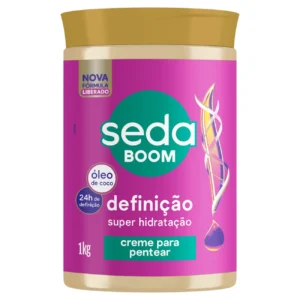 Kit c/04 und - Creme para Pentear com Óleo de Coco Seda Boom Definição Pote 1kg